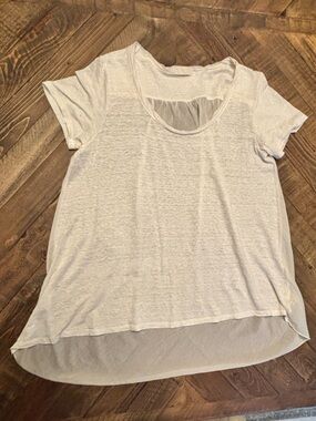 CP Shades Light Cream Flowy Top-linen and silk